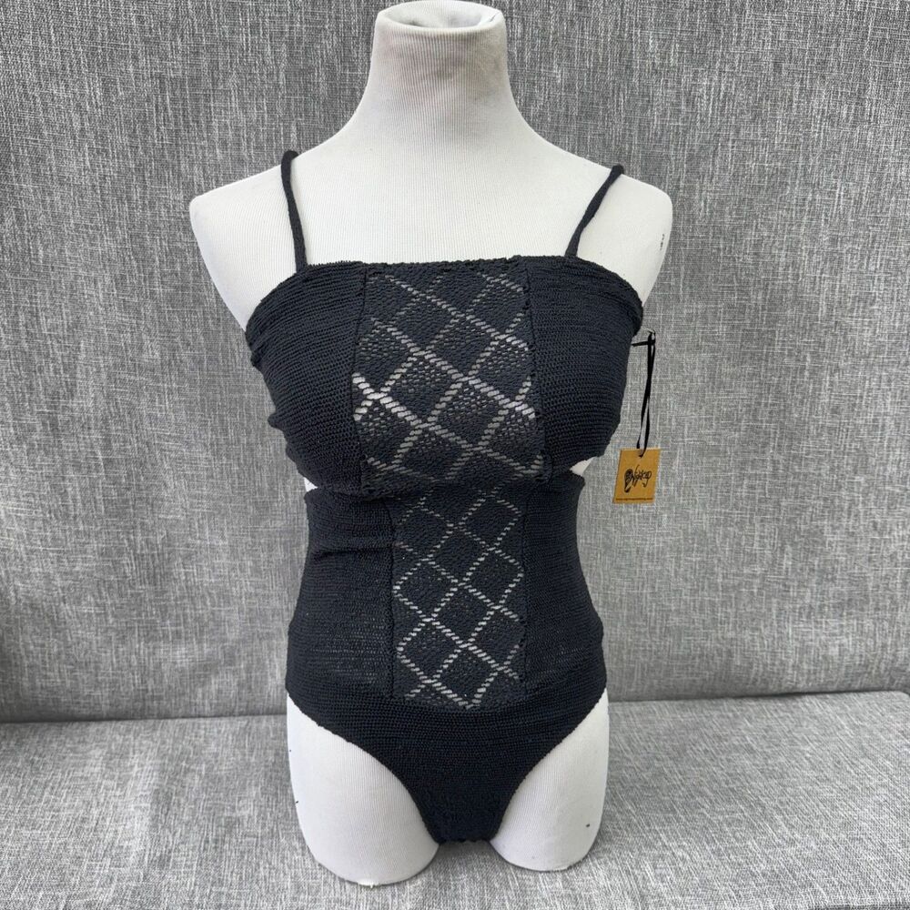 NWT Nightcap Free People Dixie Lace Bodysuit Womens 4 Black Cutout MSRP $228